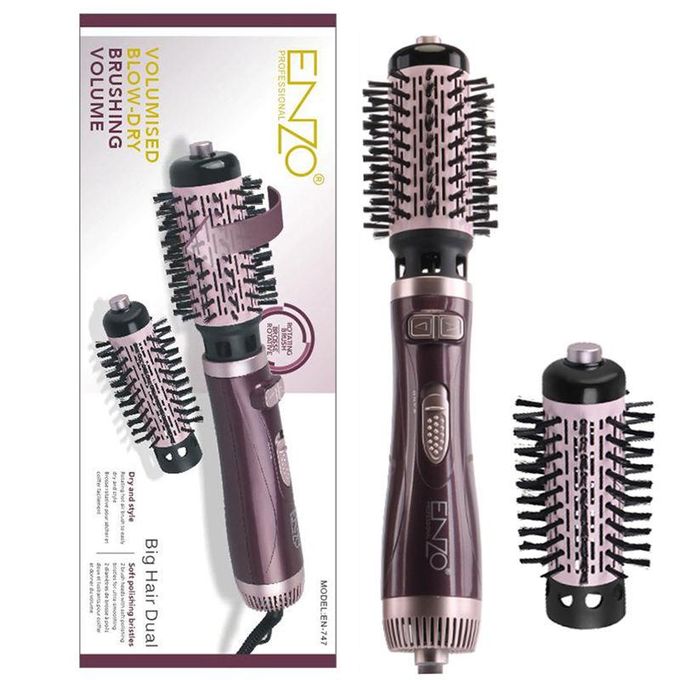 ENZO PROFESSIONAL Brosse chauffante Lissante Rotative 2IN1 En Brushing Volume Céramique