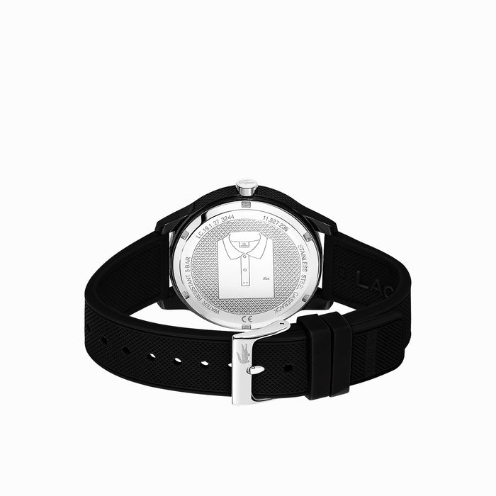 Montre Lacoste.12.12 Holiday à 3 aiguilles - Modèle noir avec bracelet en silicone