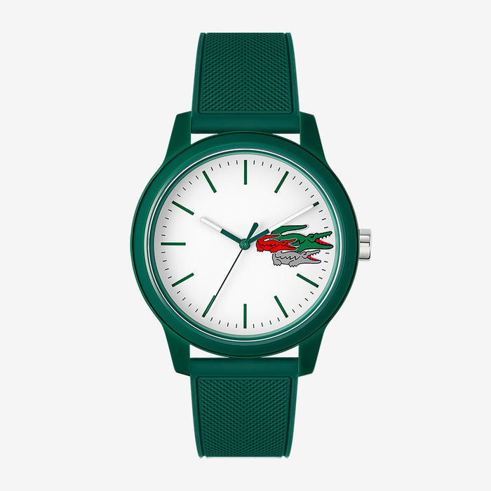 Montre Lacoste.12.12 Holiday à 3 aiguilles - Modèle blanc avec bracelet vert en silicone