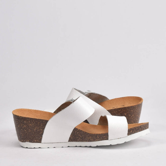 BIRK CUIR BLANC GRAIN