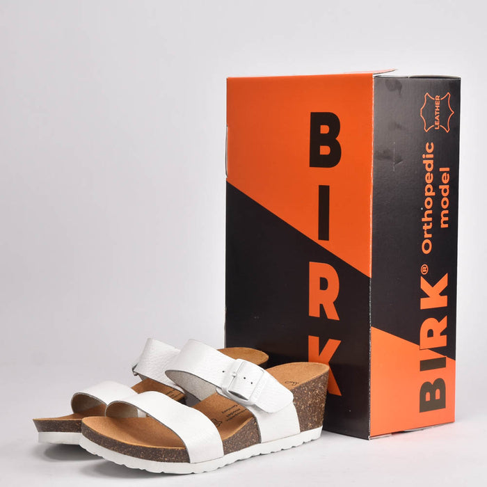 BIRK CUIR BLANC GRAIN