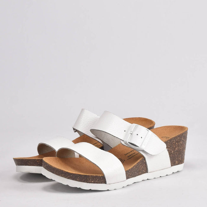 BIRK CUIR BLANC GRAIN