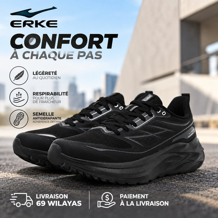 ERKE Men's Running Shoes, Black/Charcoal