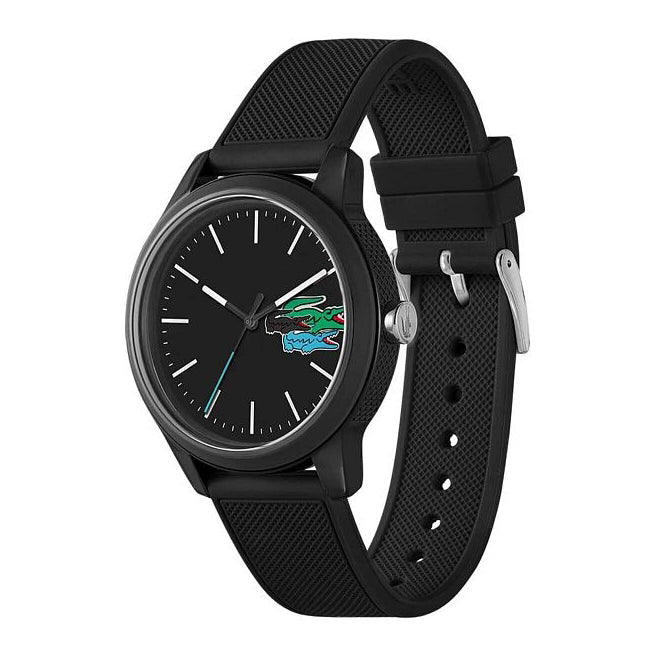 Montre Lacoste.12.12 Holiday à 3 aiguilles - Modèle noir avec bracelet en silicone