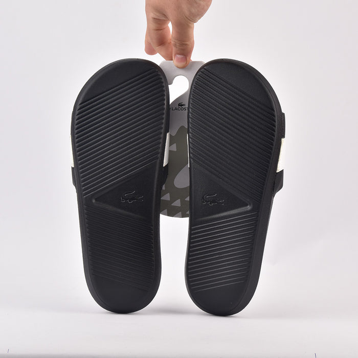 CROCO SLIDE 0721 1 CFA BLK/WHT LACOSTE