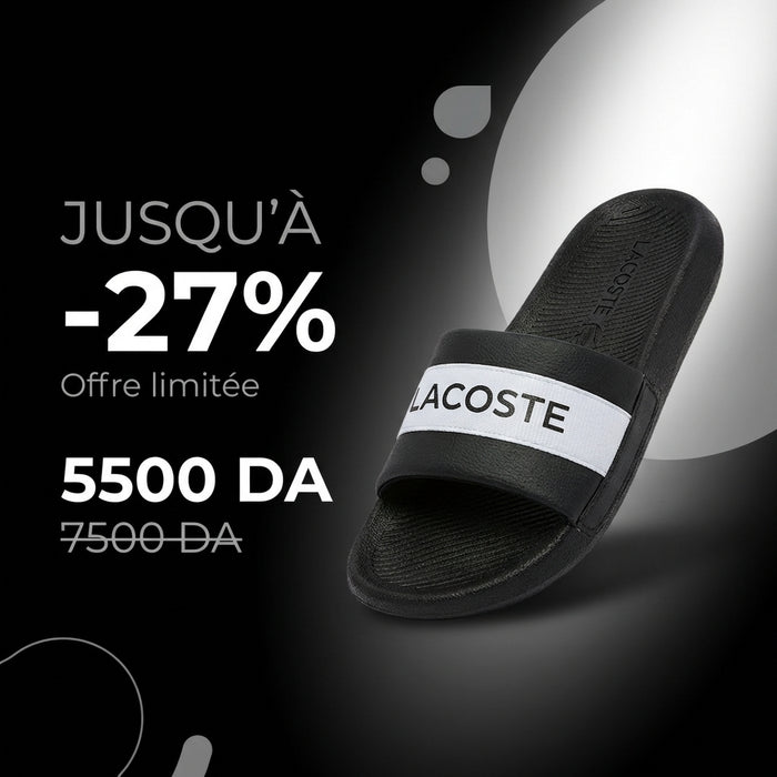 CROCO SLIDE 0721 1 CFA BLK/WHT LACOSTE