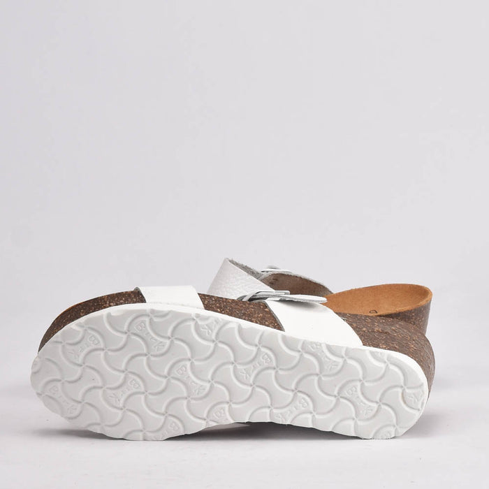 BIRK CUIR BLANC GRAIN