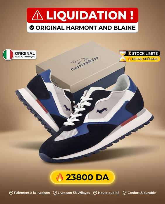 HARMONT AND BLAINE SCARPA UOMO CALF BLU GRIGIO