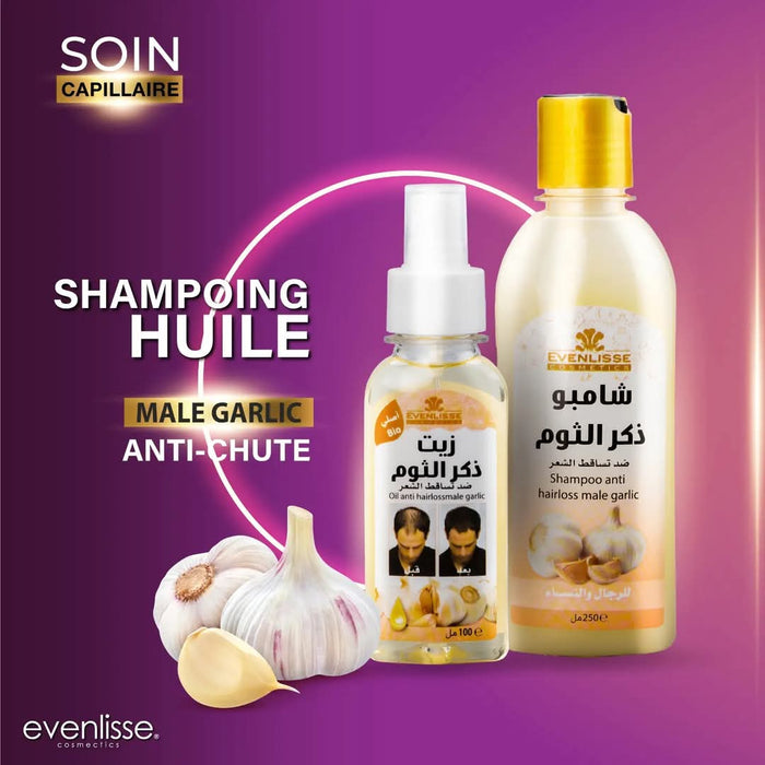EVENLISSE Pack x3 Shampoing Masque Huile Anti Chute À L’Huile D’Ail Mâle - Tous Types De Cheveux