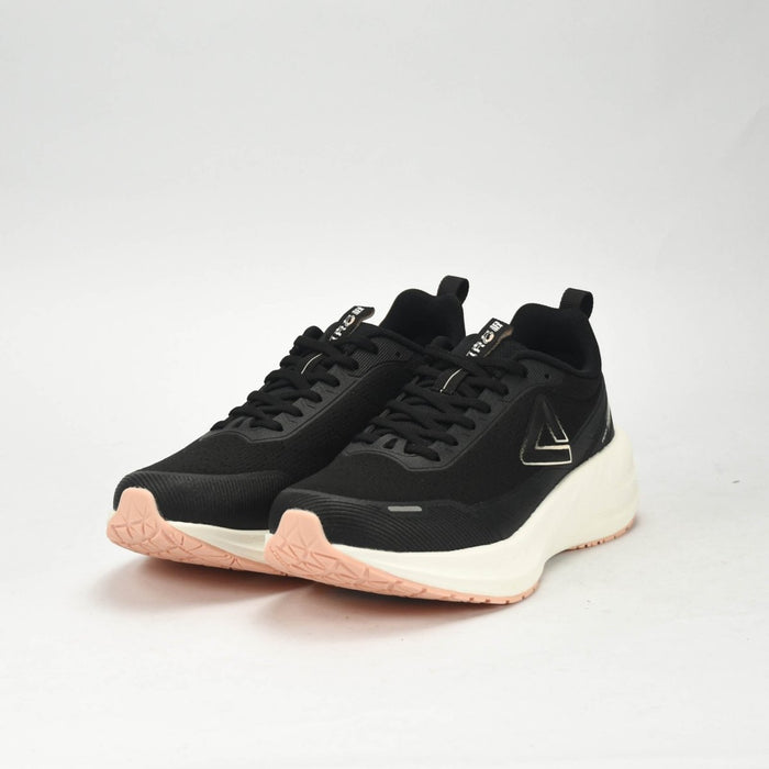 PEAK CUSHION RUNNING SHOES - BLACK/WHITE
