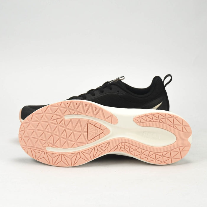 PEAK CUSHION RUNNING SHOES - BLACK/WHITE