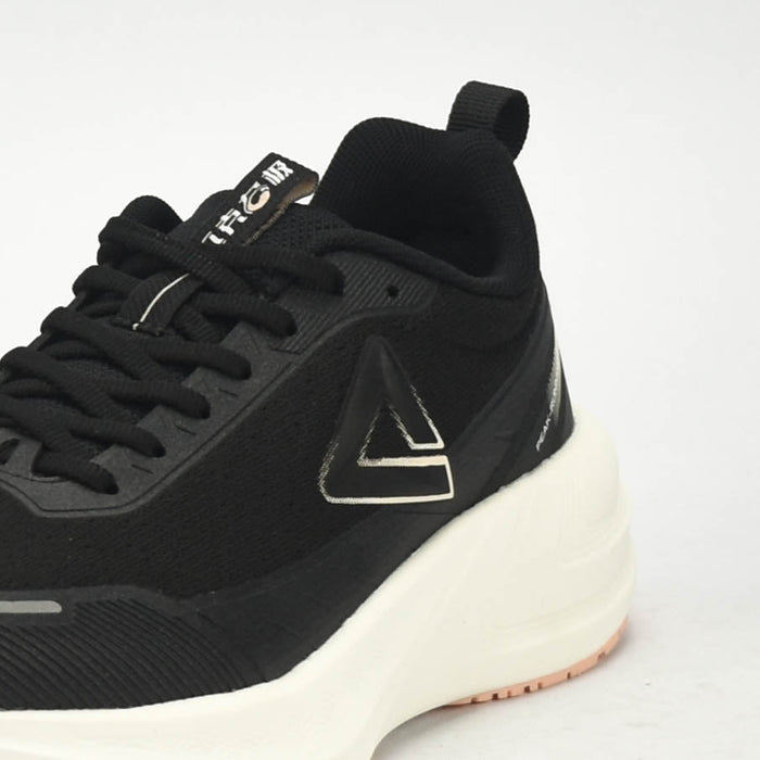 PEAK CUSHION RUNNING SHOES - BLACK/WHITE