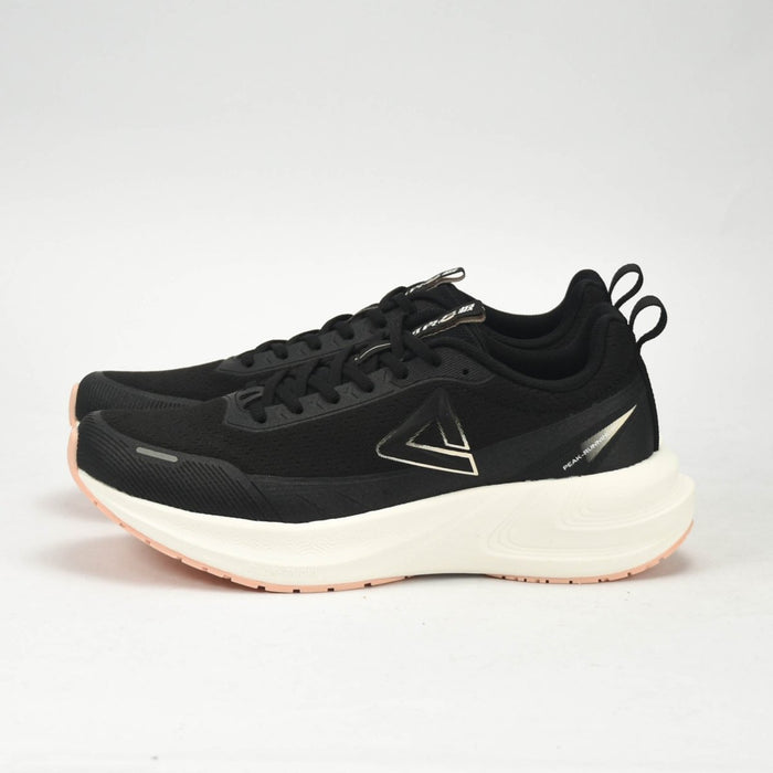 PEAK CUSHION RUNNING SHOES - BLACK/WHITE